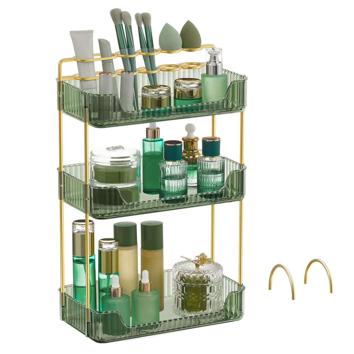 3-Tier Customizable Makeup and Jewelry Organizer, Pale Green