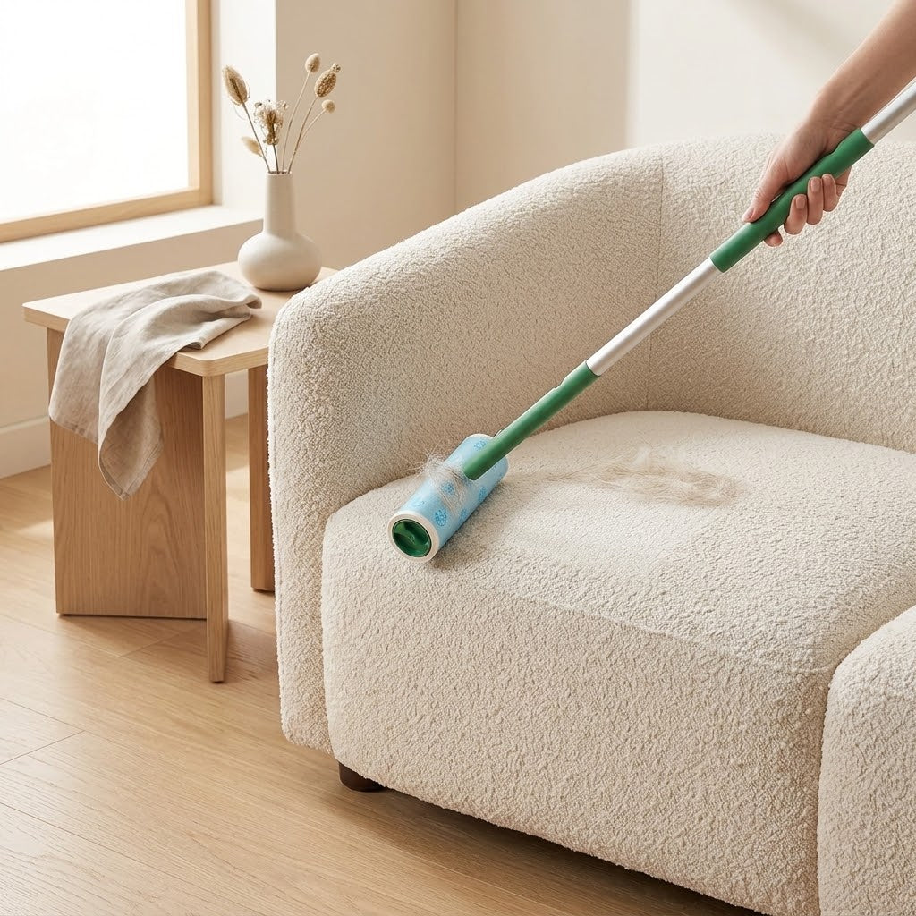 Extendable Sticky Lint Roller Mop with Base, 4 Lengths, Green