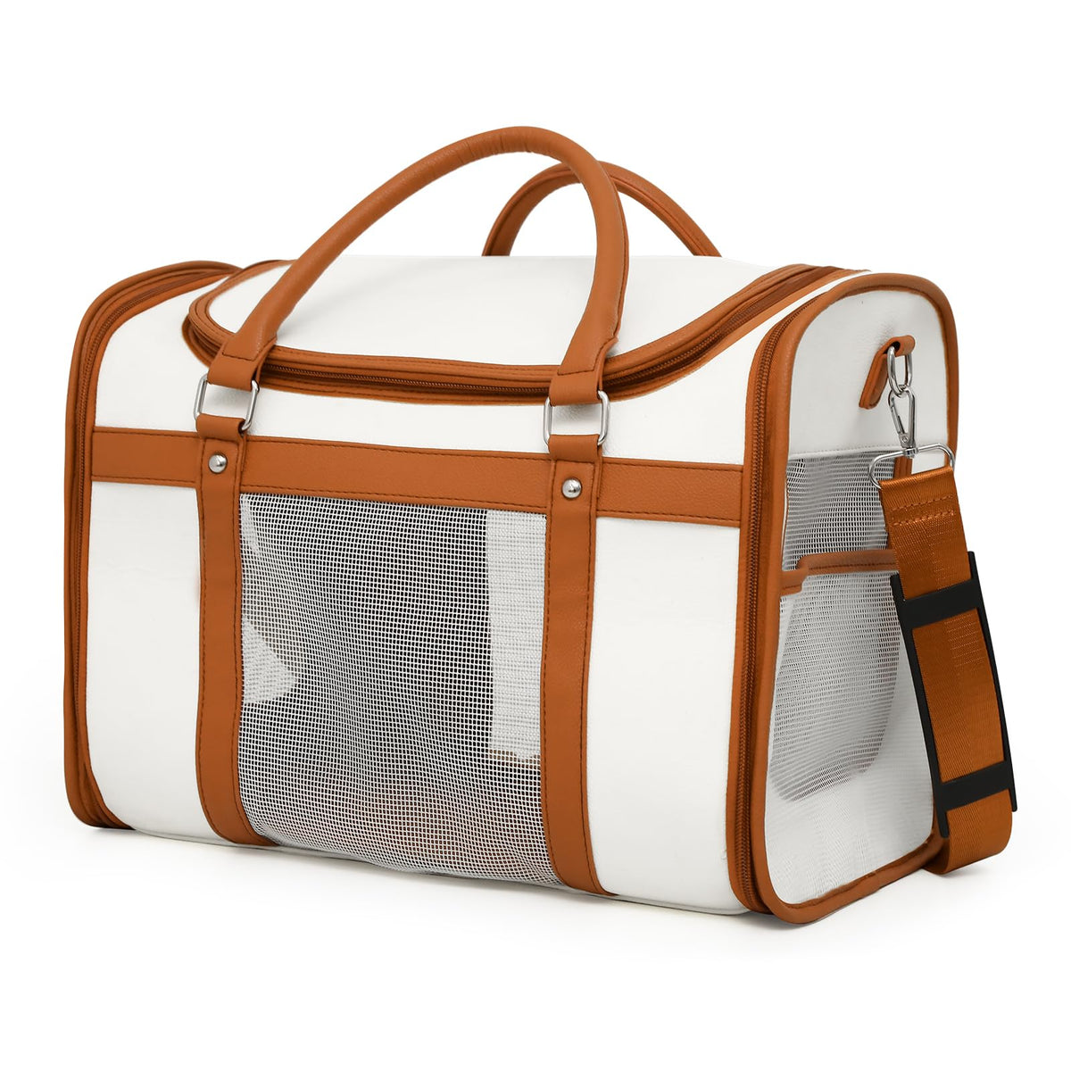 Soft-Sided Pet Carrier with Solid Frame and Shoulder Strap, Ivory