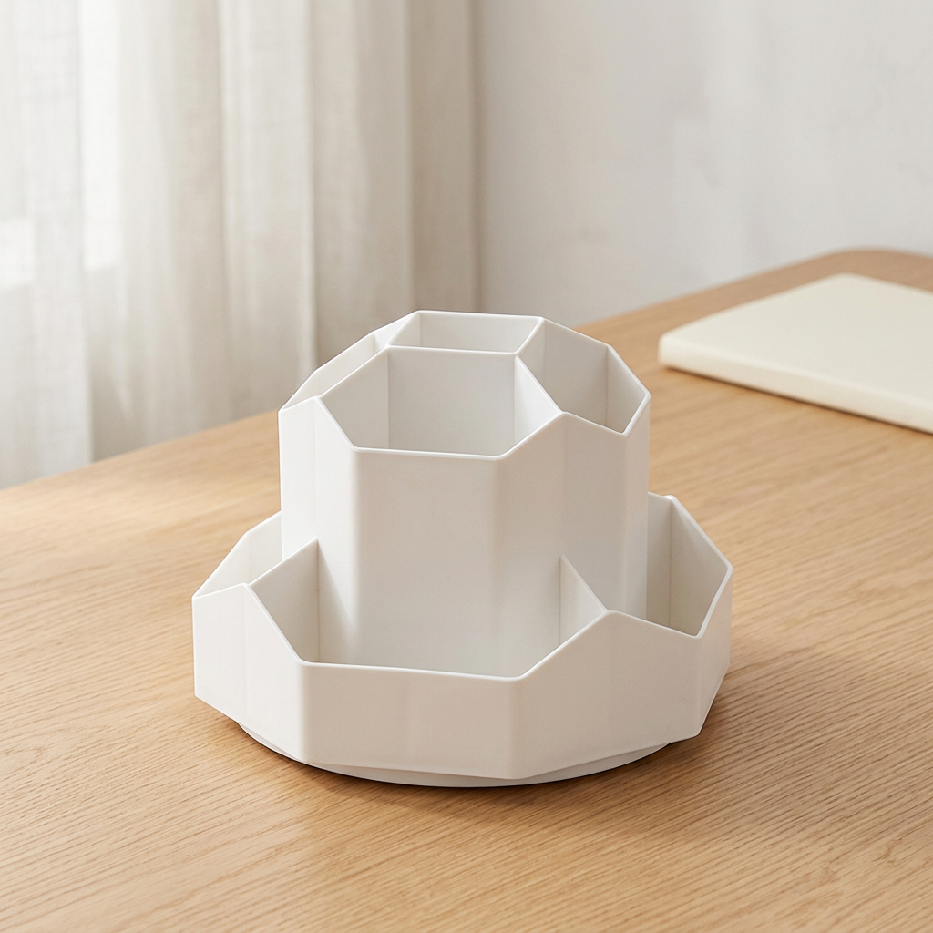 Rotating Desktop Pen Holder, 3, 5 or 9 Grids, PP Plastic