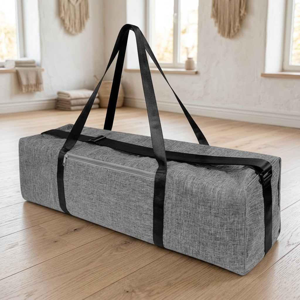 Zippered Yoga Mat Bag for 1/4 and 1/3 in Mats, Waterproof, Grey