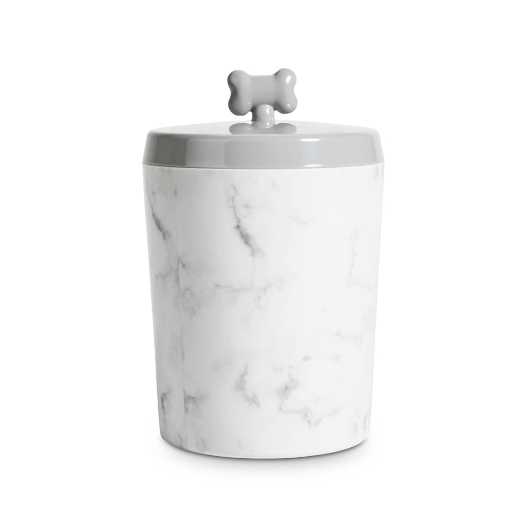 Marble Dog Treat Jar with Bamboo Lid and Silicone Seal