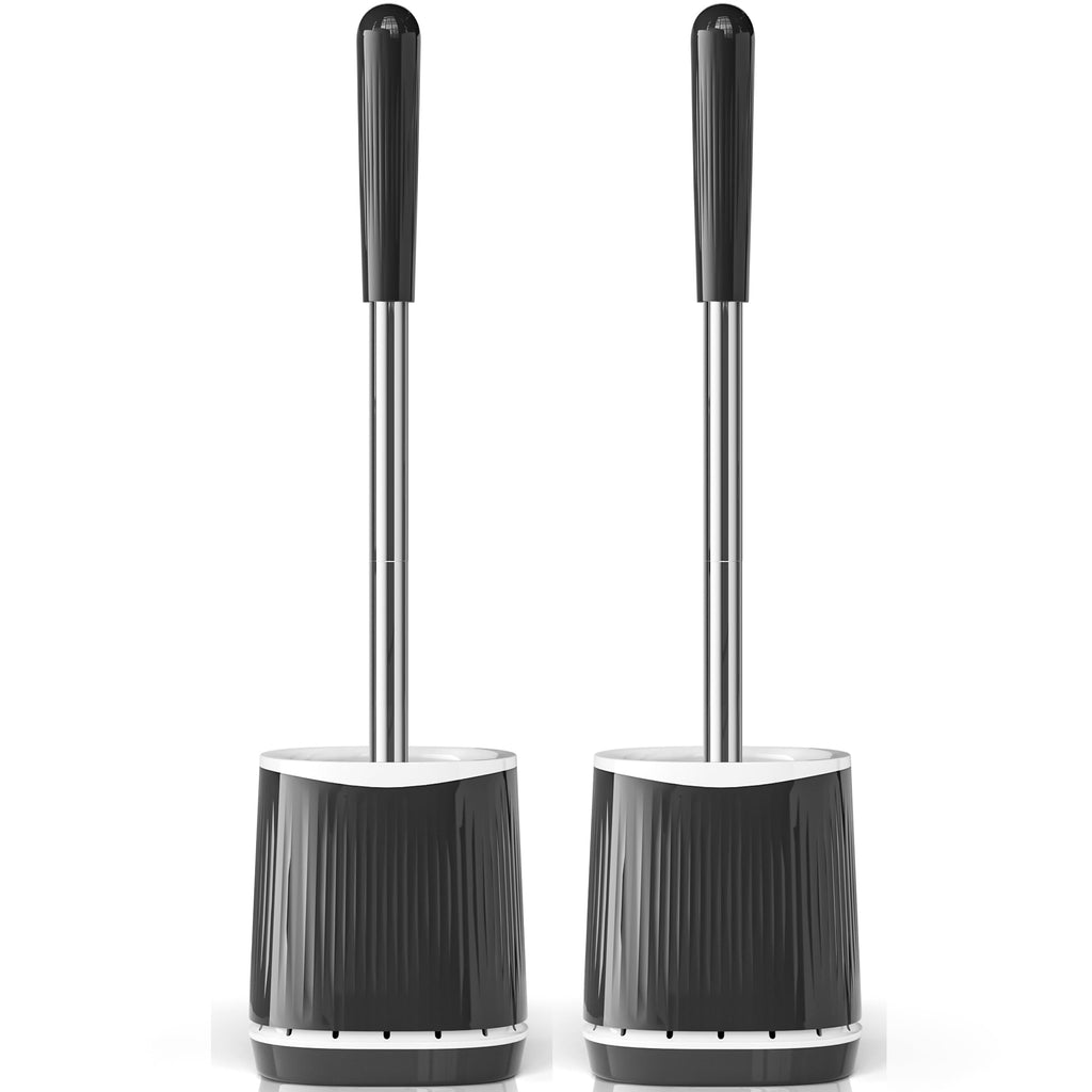 Wall-Mounted Toilet Brush with Ventilated Holder, Black