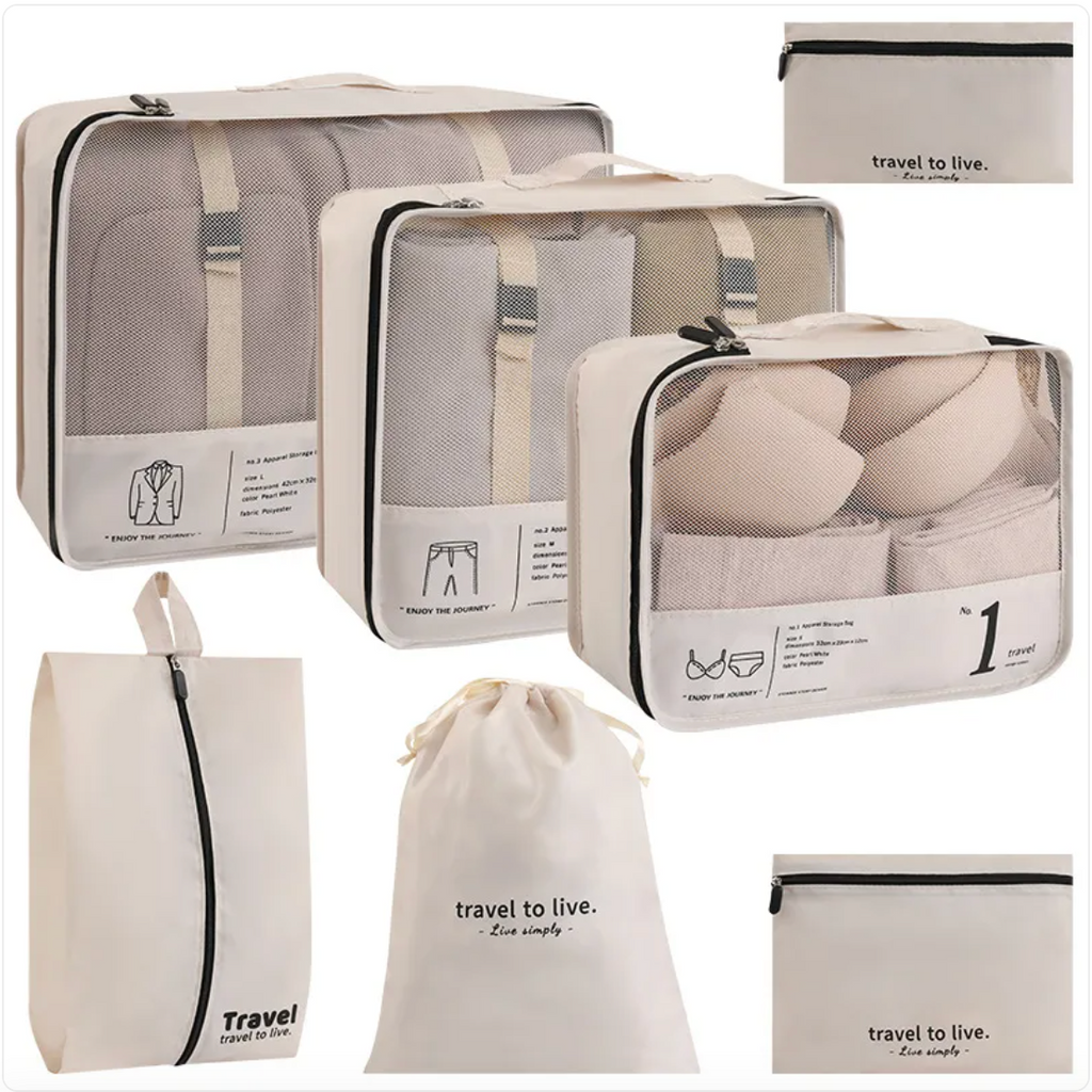 7-Piece Waterproof Packing Bag Set for Clothes and Shoes