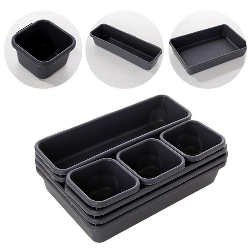 Multi-Compartment Plastic Drawer Organizer, Black or White