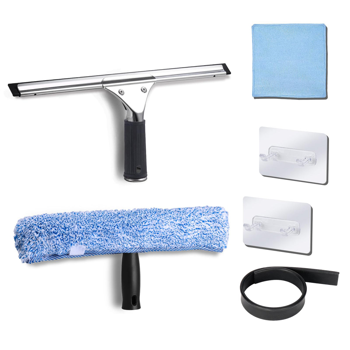 14 in Window Squeegee and Microfiber Scrubber Kit with Spare Blade