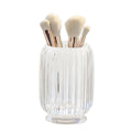 Clear Glass Striped Vase Makeup Brush Holder, Vintage Style