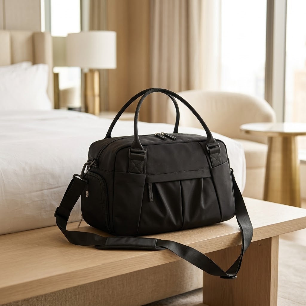 Small Waterproof Gym Duffel with Shoe Compartment, Black
