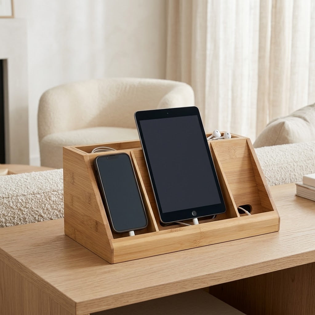 Bamboo Charging Station for Phones and Tablets