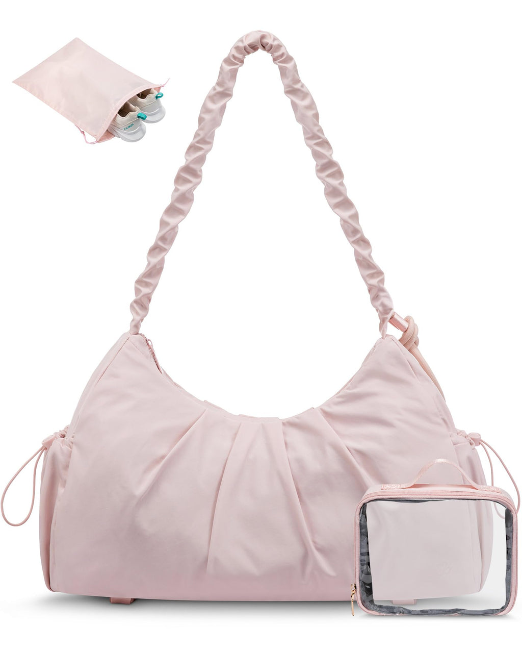 Water-Resistant Gym Duffel with Hidden Yoga Mat Straps, Pink
