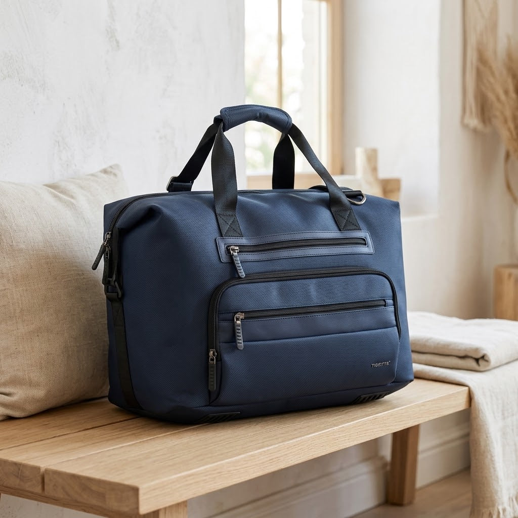 Men's Synthetic Leather Gym Bag with Embossed Finish