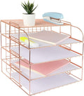 4-Layer Metal Desktop Document Rack, Black, Rose Gold or Gold