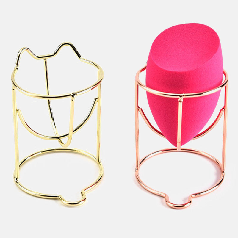 Metal Makeup Sponge and Powder Puff Holder, Gold or Rose Gold
