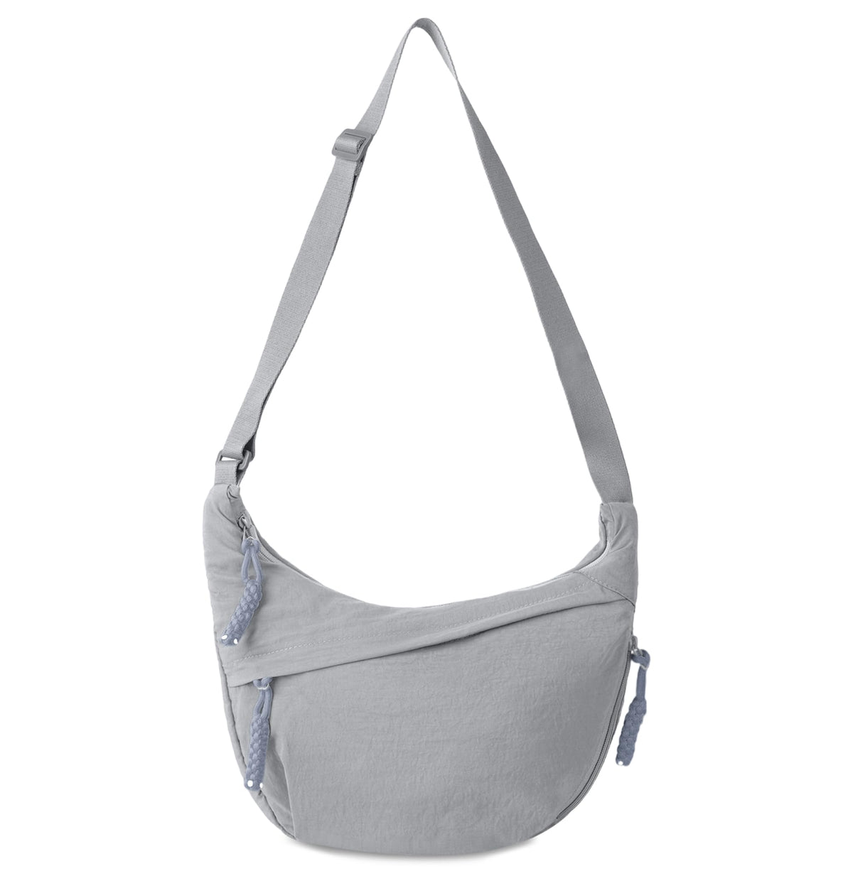 Nylon Crescent Crossbody Bag, Small, Grey