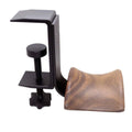 Under-Desk Walnut and Aluminum Headphone Hanger, Clamp or Screw Mount