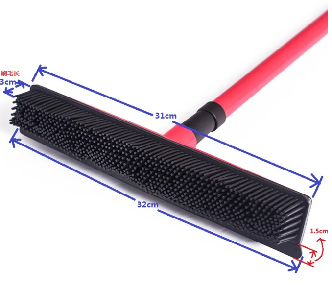 Pet Hair Removal Broom with Rubber Bristles