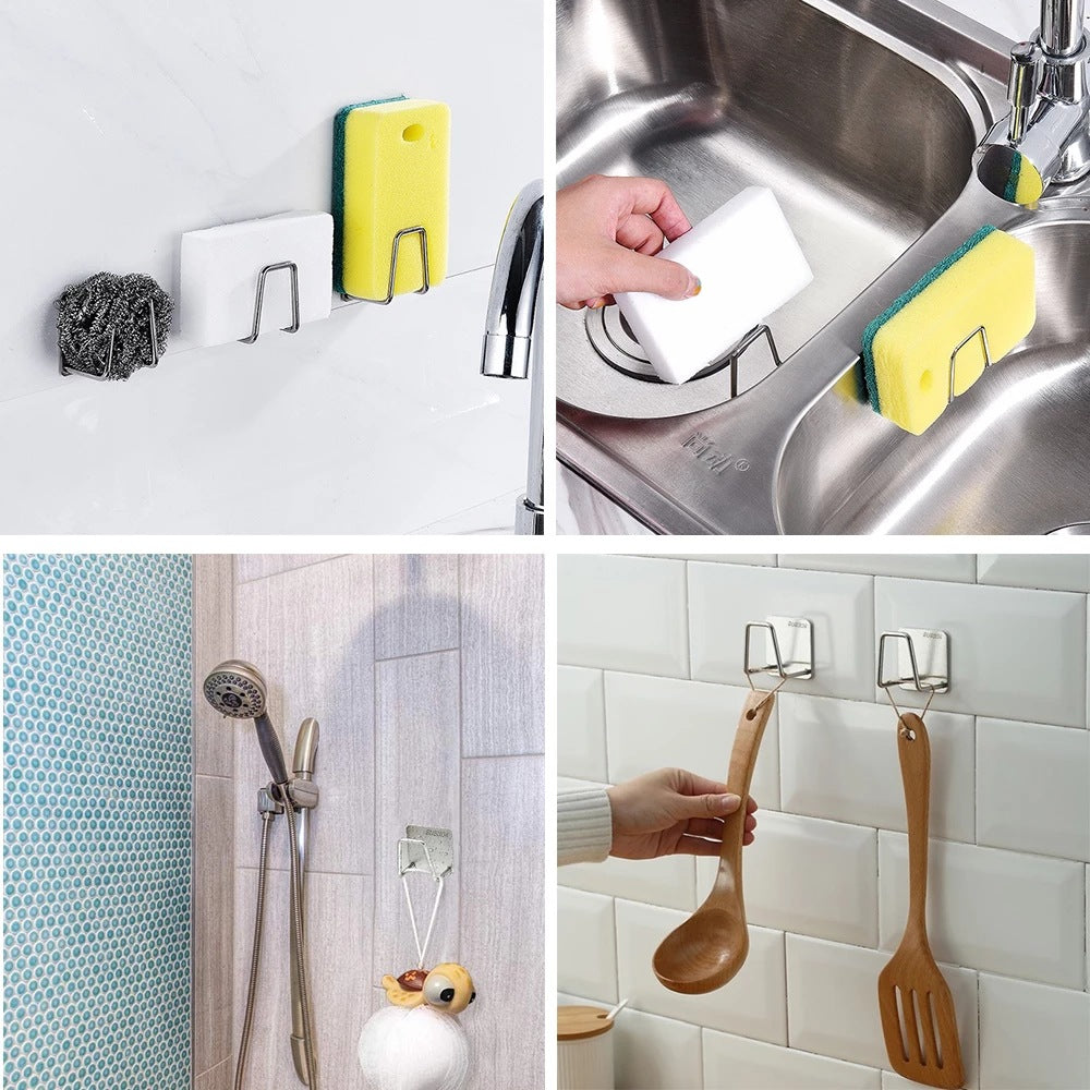 Compact Stainless Steel Kitchen Sponge Holder, Self-Adhesive