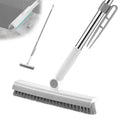 3-in-1 V-Shape Floor Scrub Brush with Squeegee and 57 in Handle, White