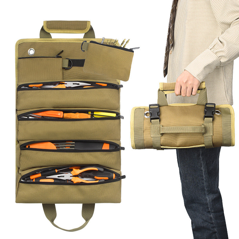 Roll-Up Tool Storage Bag in Oxford Cloth with Shoulder Strap