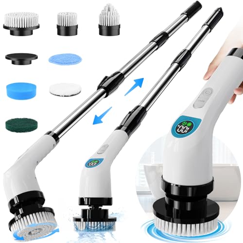 Cordless Electric Spin Scrubber with 10 Tools and Adjustable Handle