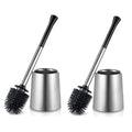 Silicone Toilet Brush and Stainless Steel Holder Set, 2-Pack