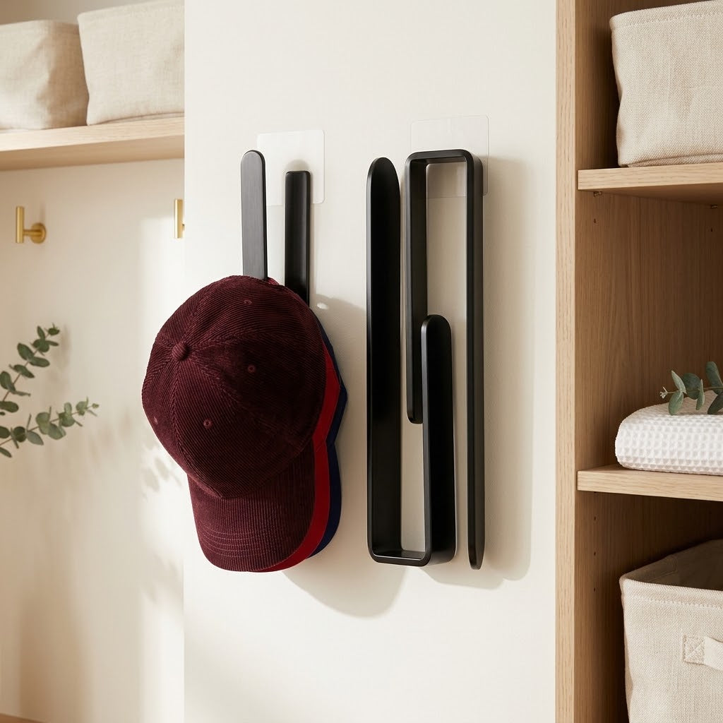 Adhesive Acrylic Hat Hooks for Baseball Caps, 4-Pack, Black