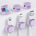 Magnetic Lock Cable Clips with Rotating Shaft, 6 Pack, Lavender