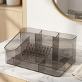 28-Hole Acrylic Nail Drill and Bit Holder, 4 Compartments, Grey