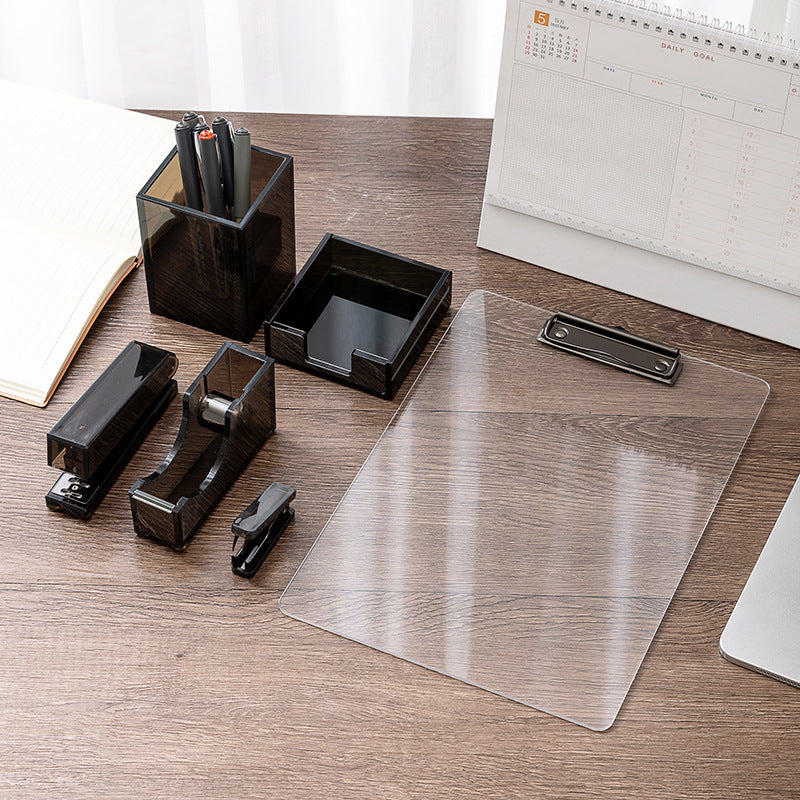 Black Tea Acrylic Desk Accessories, Pen Holder, Stapler and More