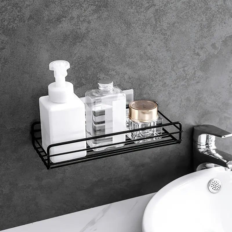 No-Drill Wrought Iron Wall Shelf for Bathroom or Kitchen