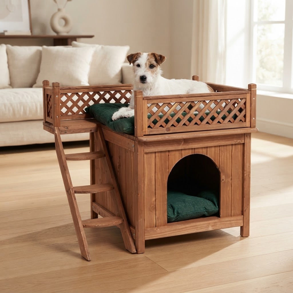 Wooden Pet House with Window, 21 x 29 x 26 in