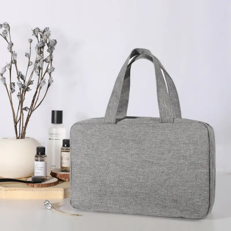 Waterproof Hanging Toiletry Bag, Cube Shape, Grey