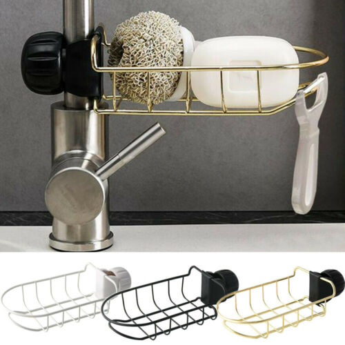Sink Organizer Basket with Drain Tray, White, Black or Gold