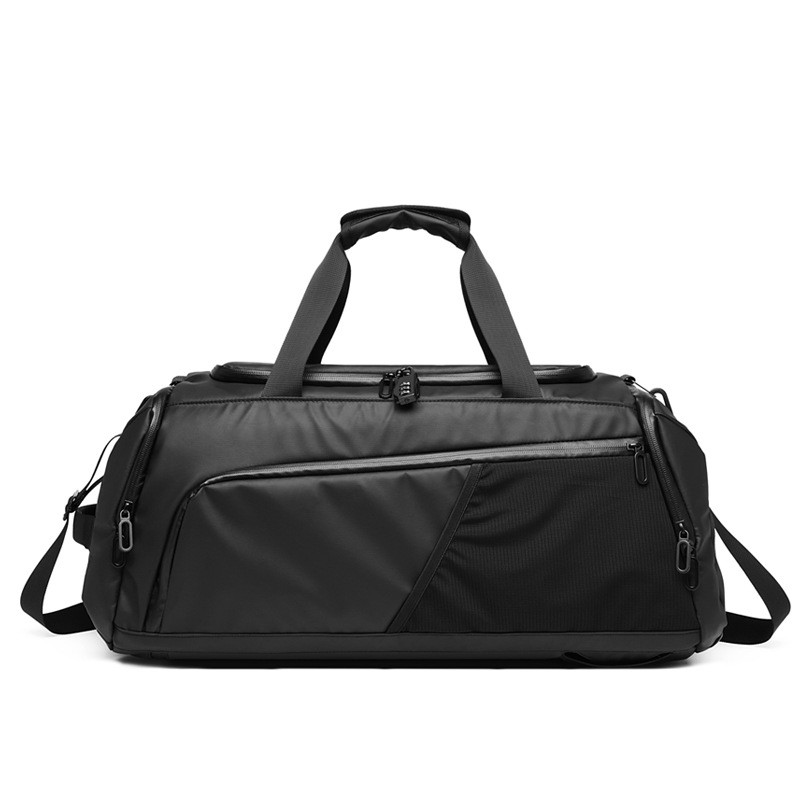 Waterproof Polyester Travel and Gym Bag, 36 to 55L, Black