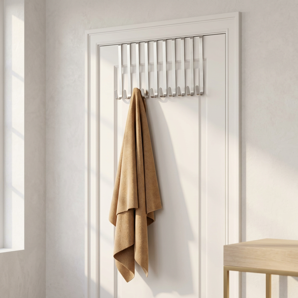 Over-the-Door Stainless Steel Hooks for Towels and Coats, 8-Pack