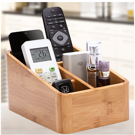 Bamboo Desktop Organizer for Remotes and Cosmetics, 3 Styles