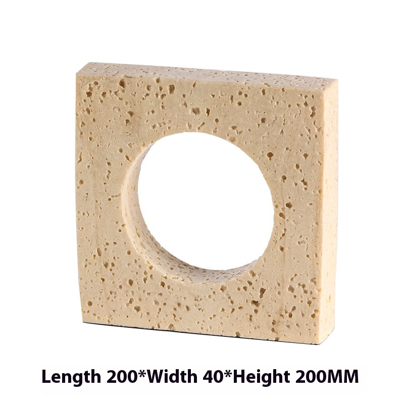 Travertine-Look Arch Sculpture, Decorative Shelf Accent, Beige