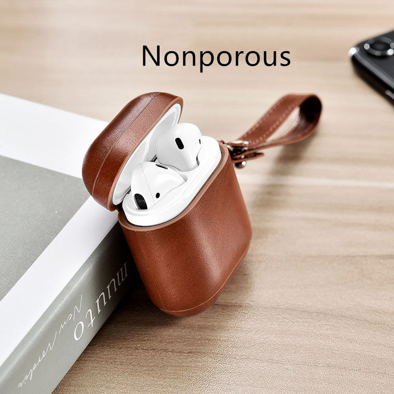 Leather AirPods Case with Lanyard and Flannel Lining