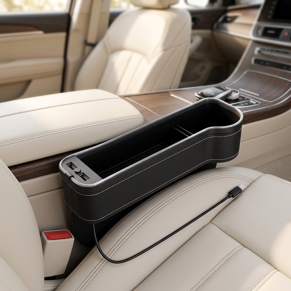 Car Seat Gap Organizer with USB Charging Port