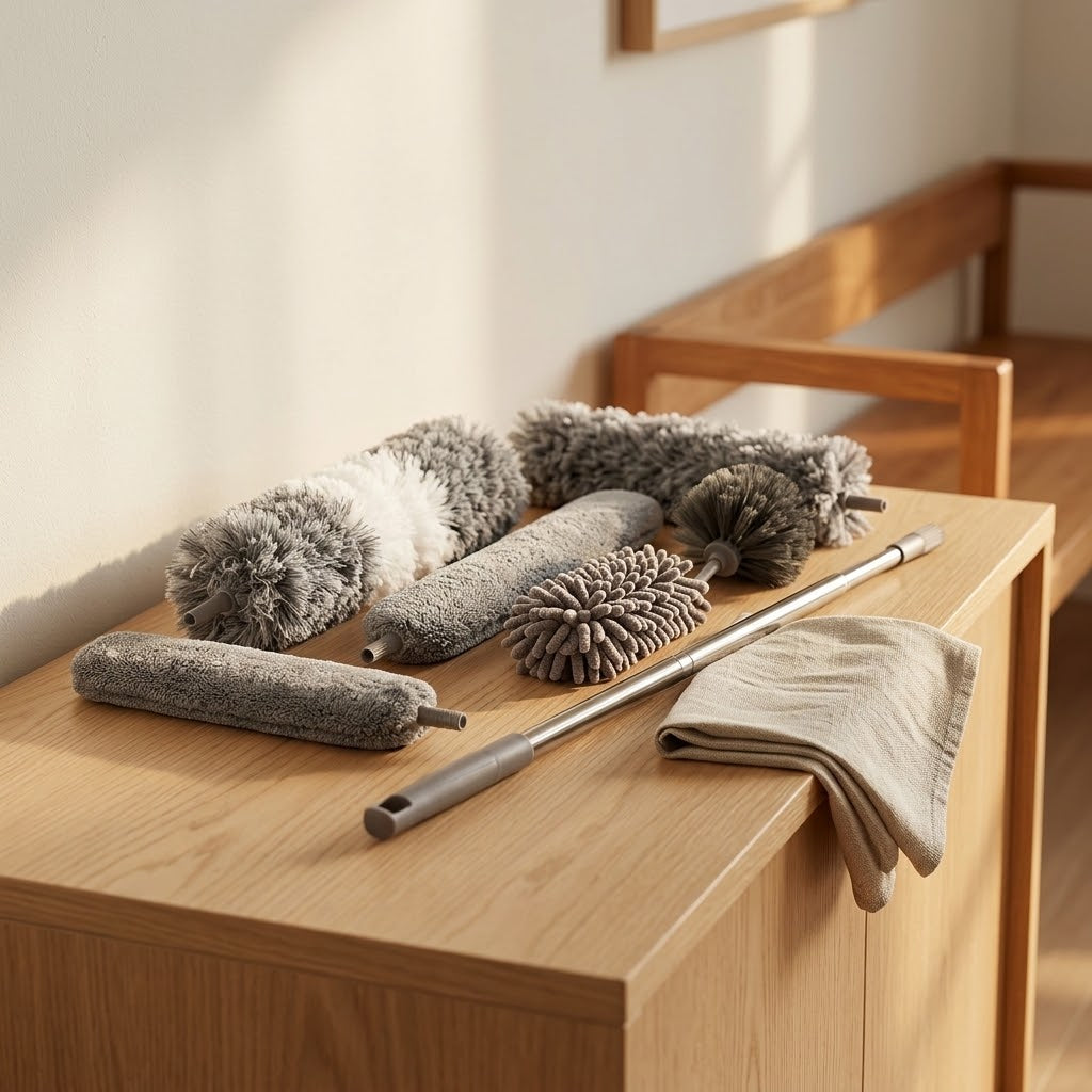 Extendable Microfiber Duster Kit with 30 to 100 in Pole, 9 Pieces