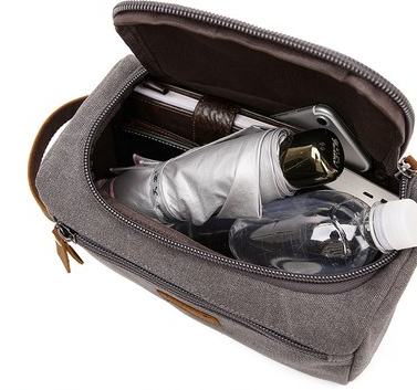 Washed Canvas Travel Storage Bag with Inner Pouch