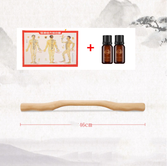 Solid Wood Massage Roller Stick with Wavy Handle, 36–52 cm
