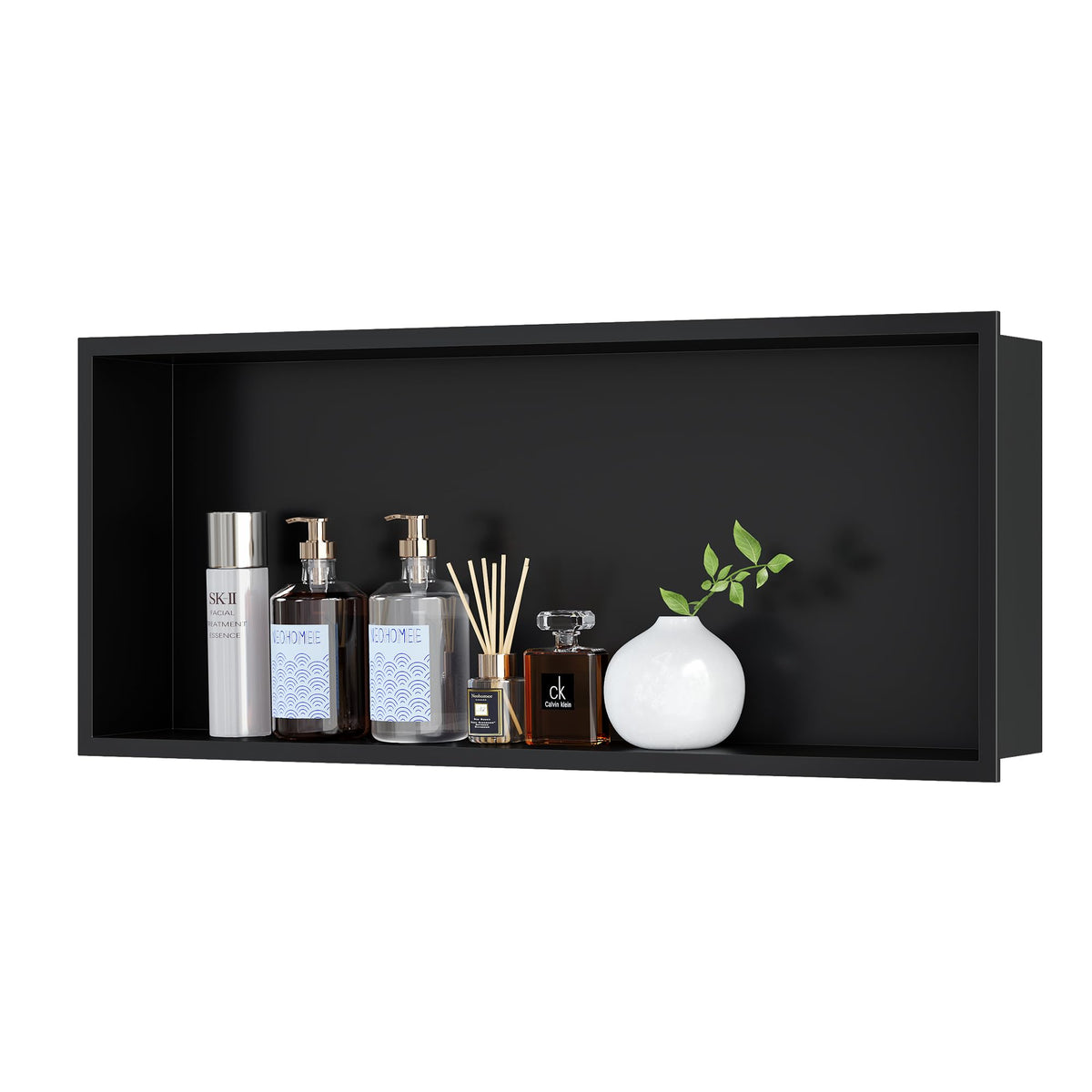 Matte Black Stainless Steel Recessed Shower Niche, 30 x 12 in