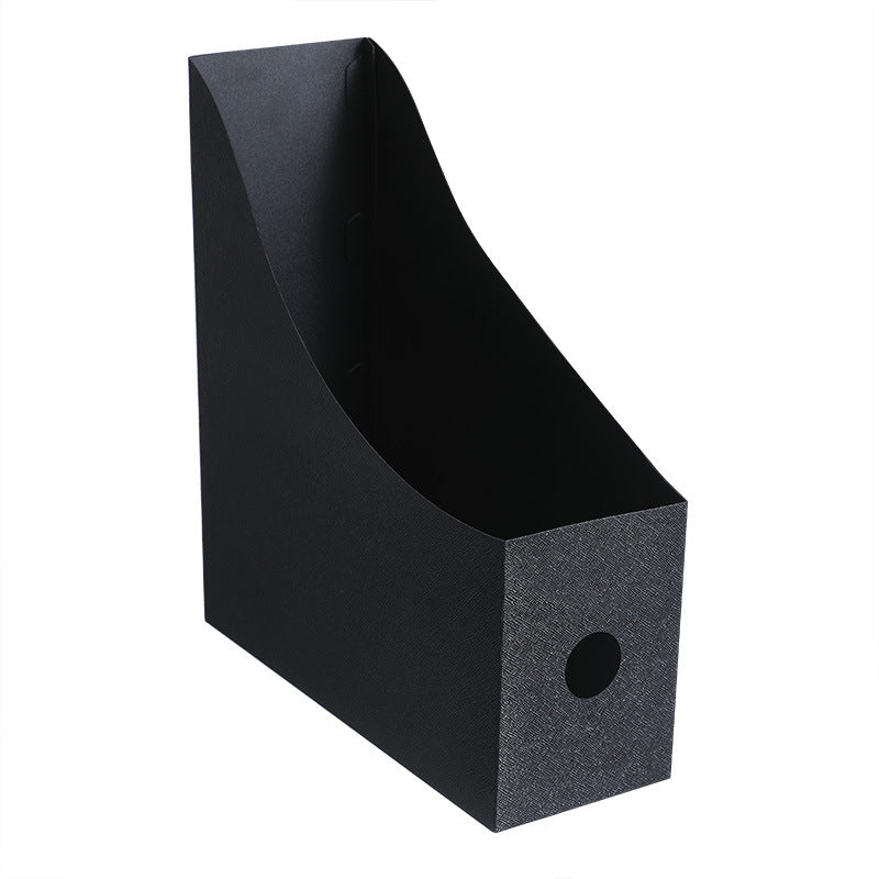 Desktop File Rack and Bookend Storage Box, PP, Black/White/Beige