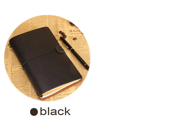 Vintage PU Leather Travel Journal with Strap, A6
