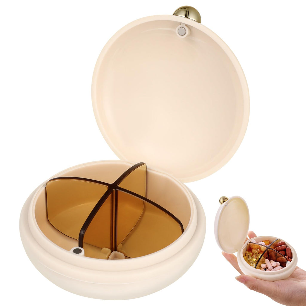 Compact 4-Compartment Pill Case for Travel, Silicone and ABS