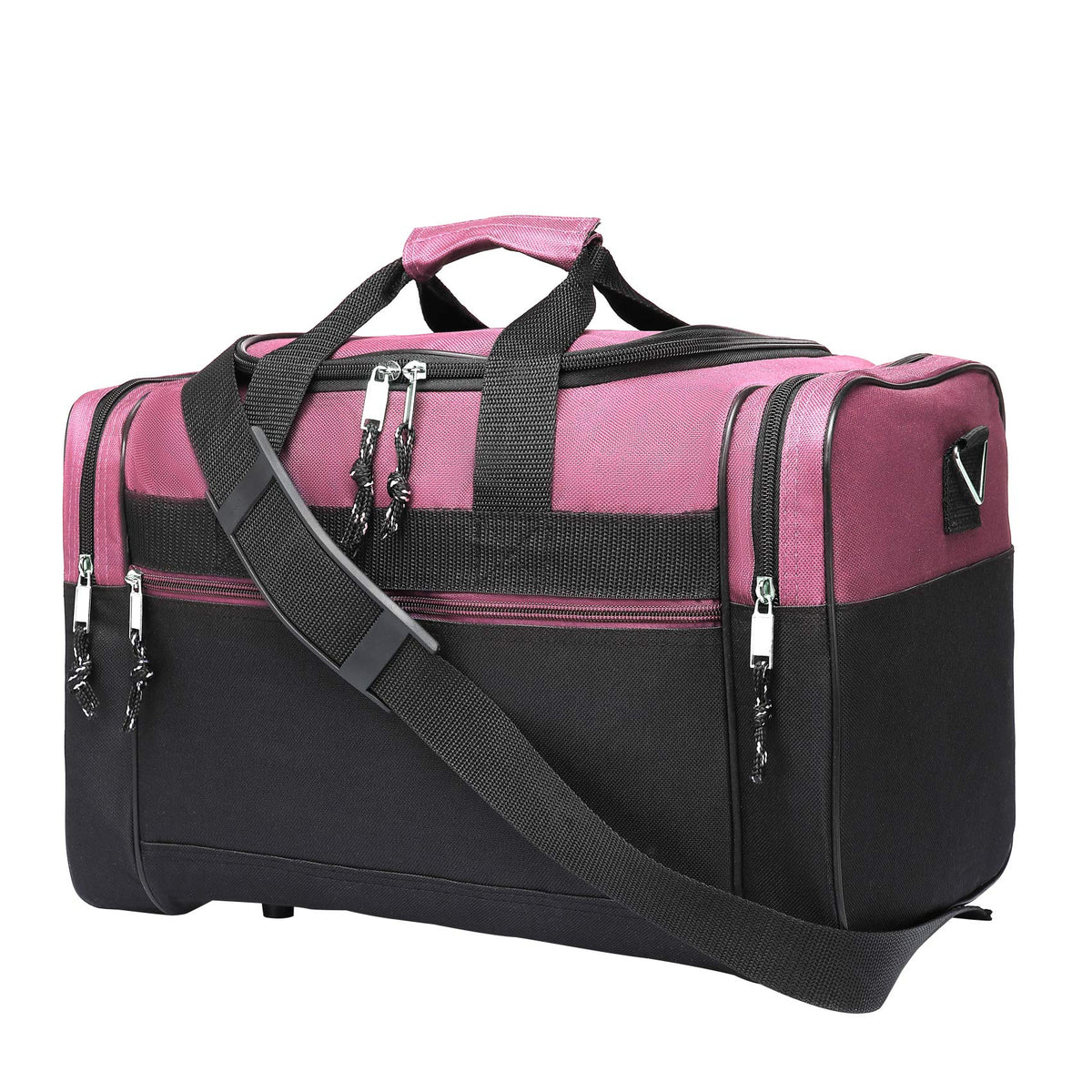 17 in Polyester Gym Duffel with End Pockets, Pink