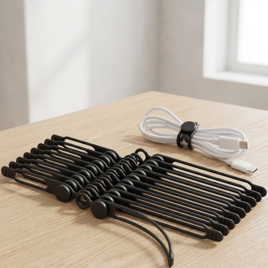 Silicone Cable Ties in 2 Sizes, 3 and 4.2 in, 20 Pack, Black