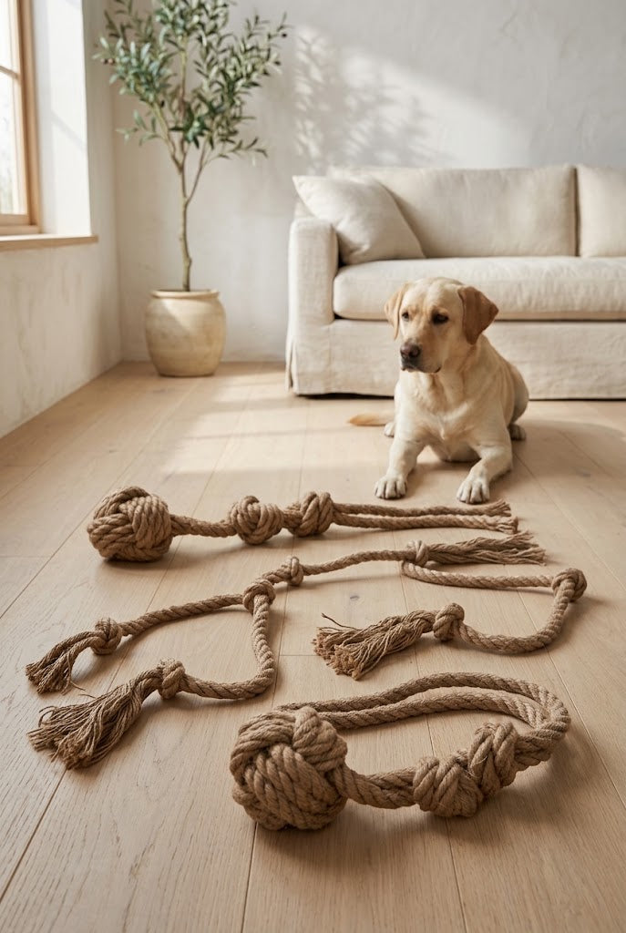 Dye-Free Natural Hemp Rope Dog Tug Toys, 2 Pack