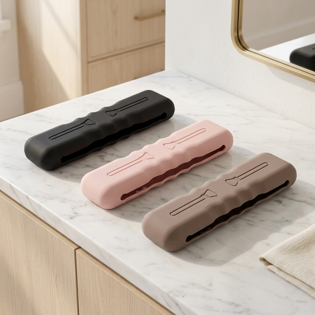 Waterproof Silicone Travel Makeup Brush Holder, 4 Colors